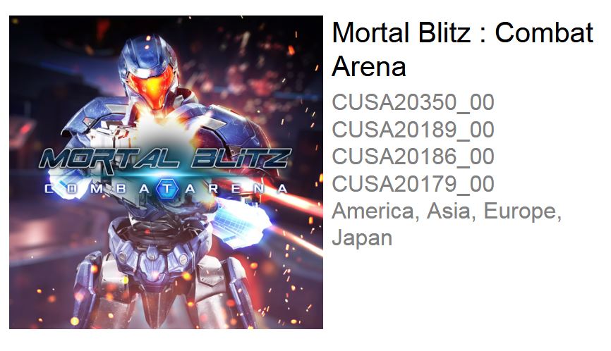 Mortal Blitz PSVR ID