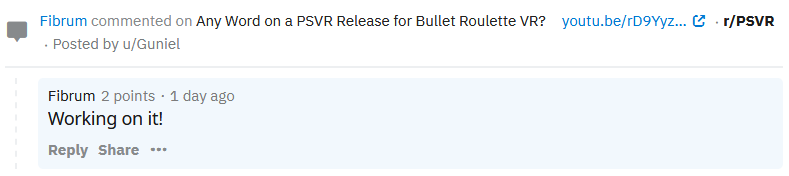 Bullet Roulette en desarrollo para PSVR