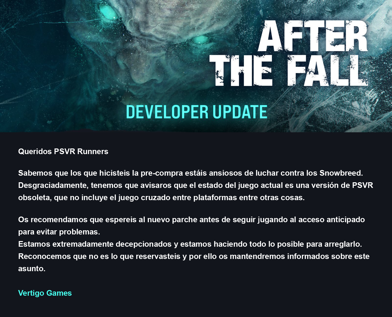 After The Fall-PSVR warning
