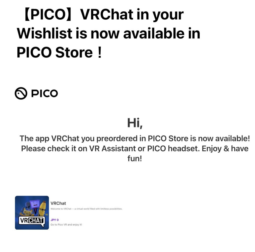anuncio VRChat PICO
